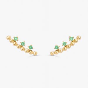 Brinco ear cuff  com Esmeralda em Ouro Amarelo 18k