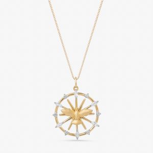 Pingente Sagrado Coração com Topázio Incolor em Ouro Amarelo 18k