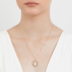 Pingente Medalha Milagrosa Nossa Sra Das Graças com Topázio Swisse em Ouro Amarelo 18k