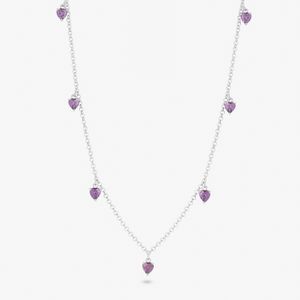 Colar Corações Cravejado em Prata 925