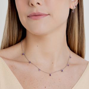 Colar Corações Cravejado em Prata 925