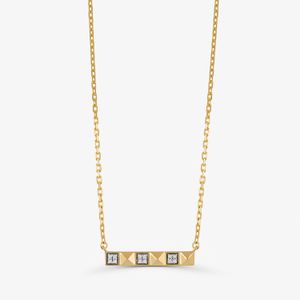 Colar Barra Spikes com Topázio em Prata 925 com Banho de Ouro Amarelo 18k