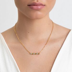 Colar Barra Spikes com Topázio em Prata 925 com Banho de Ouro Amarelo 18k