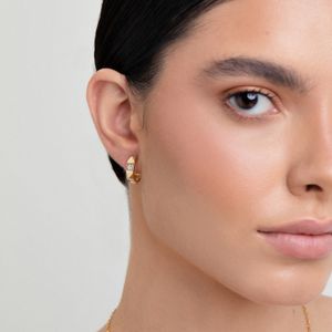 Brinco Argola Spike com Topázio em Prata 925 com Banho de Ouro Amarelo 18k