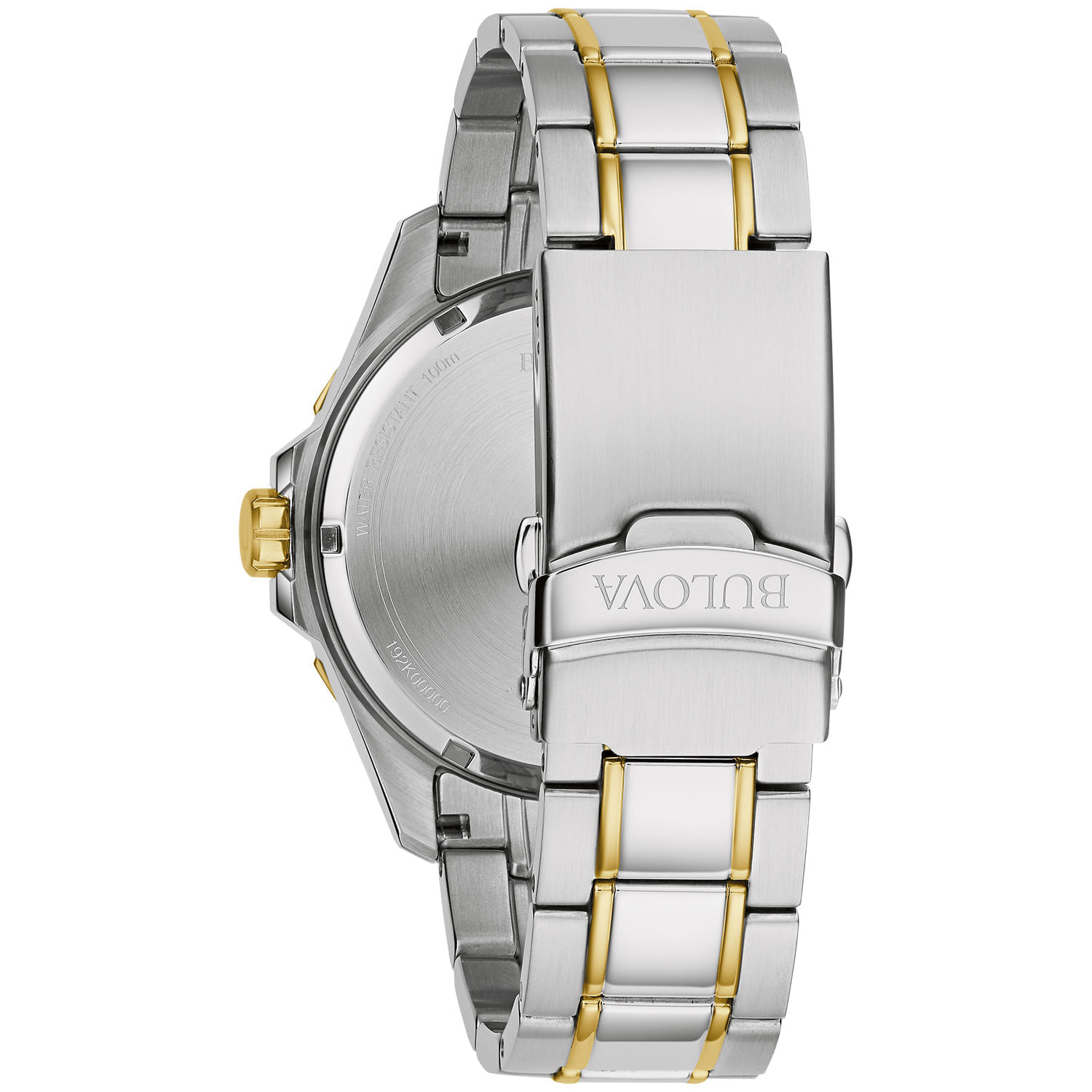 Relógio BUIDOVA com pulseira de metal em dois tons: prata com detalhes dourados.