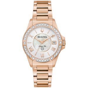 Relógio Bulova Marine Star Feminino em Aço Rosé com 24 Diamantes