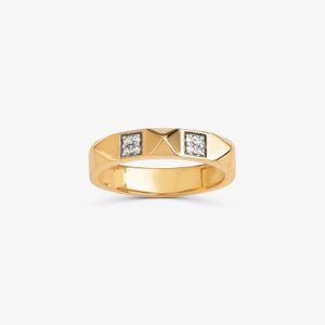 Anel Spikes com Topázio em Prata 925 com Banho de Ouro Amarelo 18k