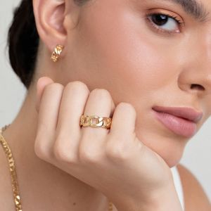 Anel Elos em Prata 925 com Banho de Ouro Amarelo 18k