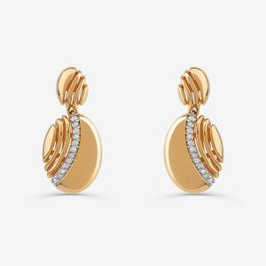 Brinco Oval Duplo com Diamantes em Ouro Amarelo 18k