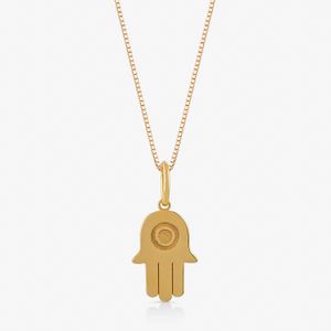 Pingente Mão Hamsa em Prata 925 com banho de Ouro Amarelo 18k