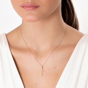 Pingente Cruz em Prata 925 com banho de Ouro Amarelo 18k