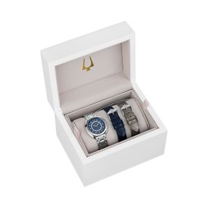 Relógio Bulova Feminino Duality com 52 Diamantes em Aço Prateado com pulseiras extras