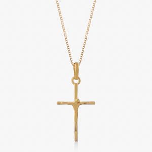 Pingente Crucifixo em Prata 925 com banho de Ouro Amarelo 18k