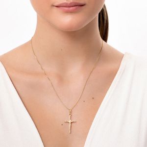 Pingente Crucifixo em Prata 925 com banho de Ouro Amarelo 18k