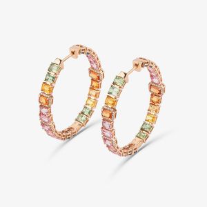 Brinco Argola com Safiras e Diamantes em Ouro Rosé 18K