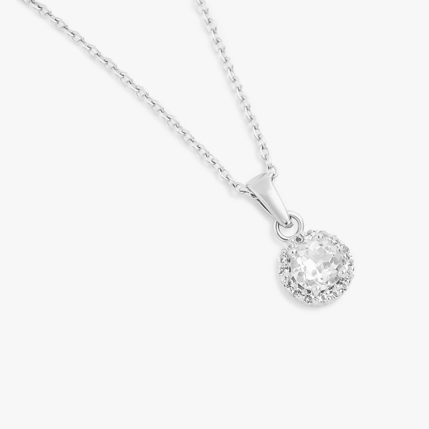 Colar Solitário com Topázio em Prata 925