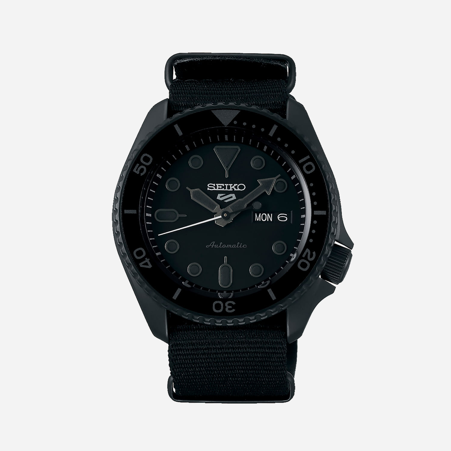 Relógio Seiko New 5 Sports Automático Masculino em Tecido Preto