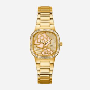 Relógio Guess Feminino em Aço Dourado com Cristais e Flores GW0544L1