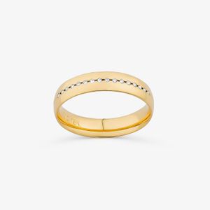 Aliança Anatômica com 10 Pontos de Diamantes em Ouro Amarelo 18k - 4,5 mm