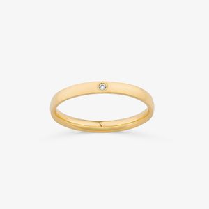 Aliança Anatômica com Diamante em Ouro Amarelo 18k - 2,5 mm