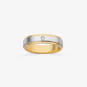 Aliança com 2 Pontos de Diamantes em Ouro Amarelo e Ouro Branco 18k - 4,9 mm