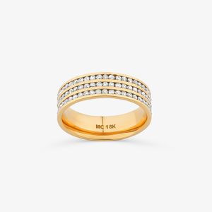 Aliança Com Aro inteiro Cravejado com 144 Pontos de Diamantes em Ouro Amarelo 18k