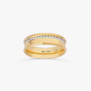 Aliança Anatômica com 20 Pontos de Diamantes em Ouro Amarelo 18k - 6 mm