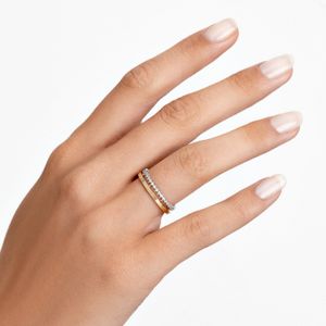 Aliança Com Aro inteiro Cravejado Com 22 Pontos De Diamantes Em Ouro Branco E Ouro Amarelo 18k