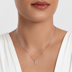 Pingente Letra X com Diamante em Ouro Branco 18k