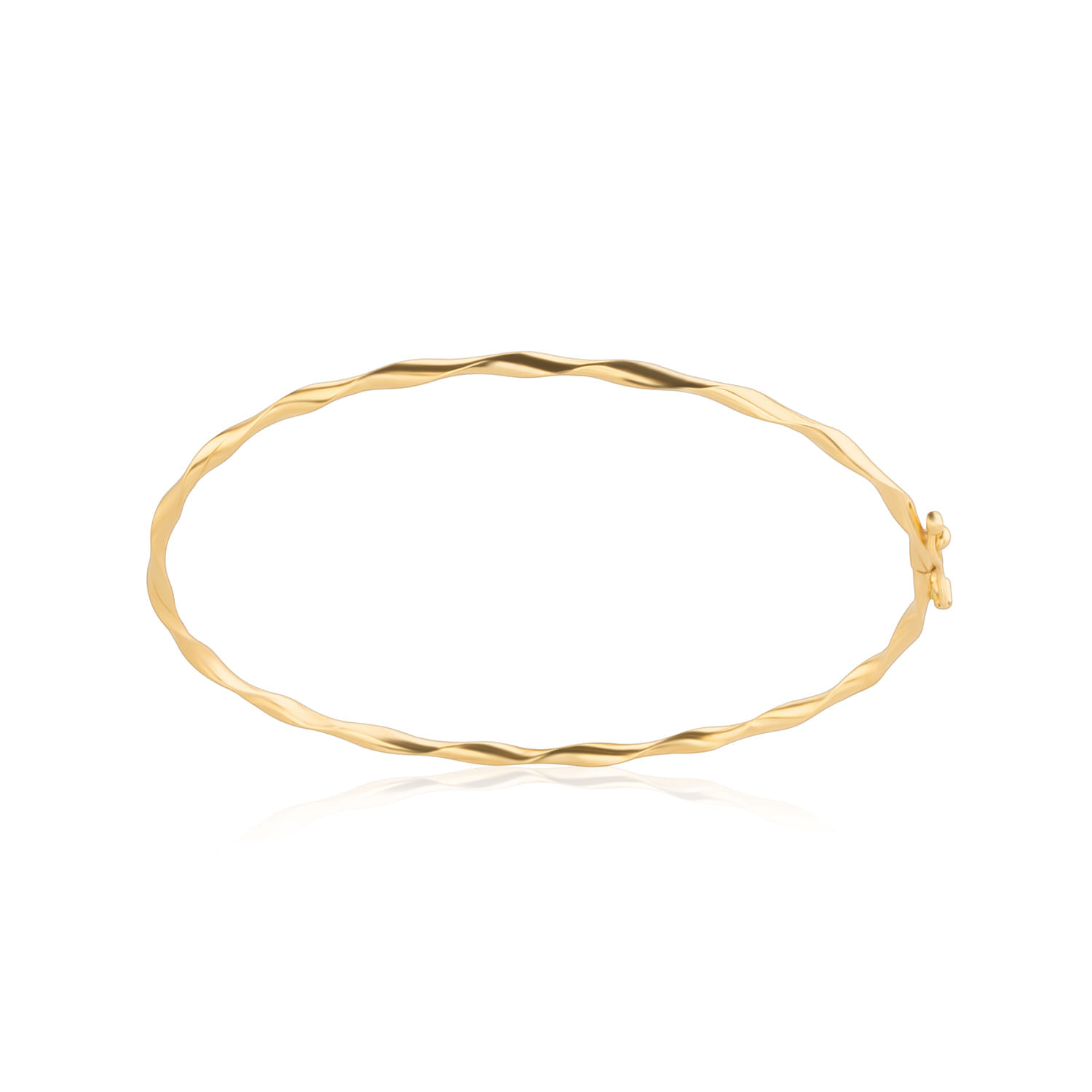 Pulseira dourada com acabamento texturizado, estilo escada, sobre fundo branco.