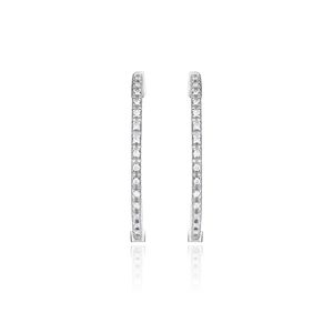 Brinco Argola com 16 Pontos de Diamantes com 26mm em Ouro Branco 18k