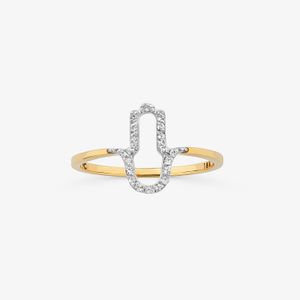 Anel Hamnsá  com Topázio Incolor em Ouro Amarelo 18k