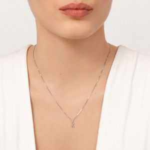 Pingente Letra K com Diamante em Ouro Branco 18k