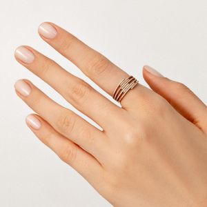 Anel Traços com Diamante em Ouro Amarelo 18k