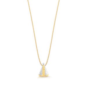 Pingente Nossa Senhora Aparecida em Ouro Amarelo e Ouro Branco 18k