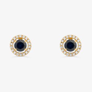 Binco Stud com Safira e Diamantes em Ouro Amarelo 18k