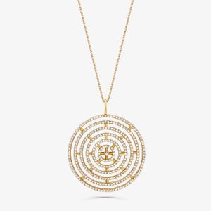 Pingente Mandala Círculos com Diamante em Ouro Amarelo 18k