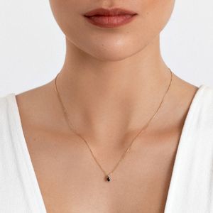 Pingente em Gota com Safira e Diamante em Ouro Amarelo 18k