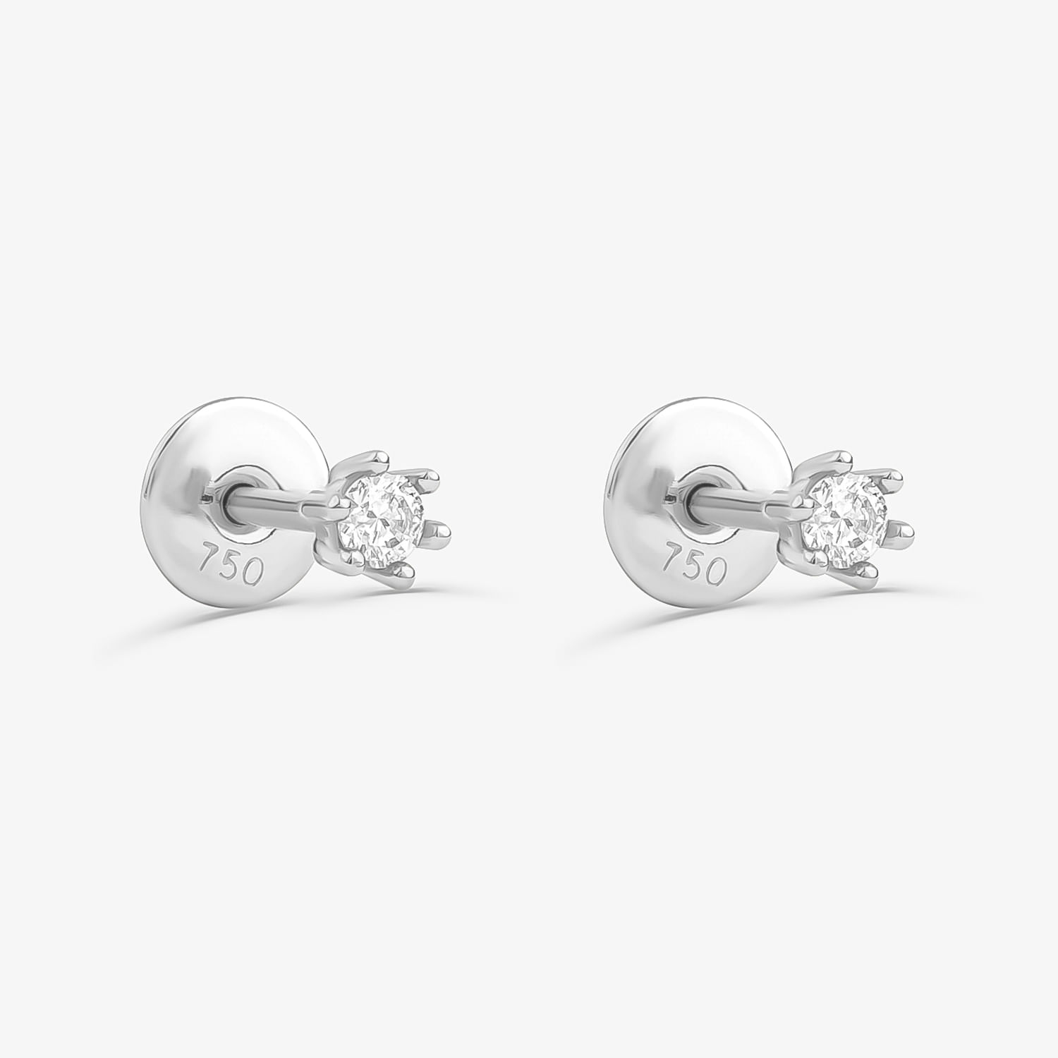 Brinco Solitário Destinée em Ouro Branco 18k com 10 Pontos de Diamantes