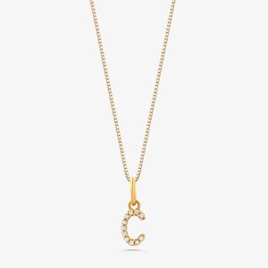 Pingente Letra C com Diamante em Ouro Amarelo 18k