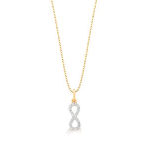 Pingente Infinito com Topázio Incolor em Ouro Amarelo 18k