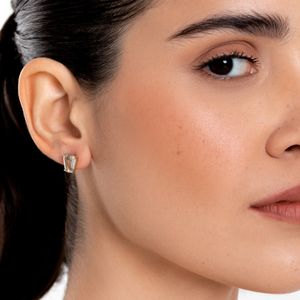 Brinco  com Prasiolita , em Ouro Amarelo 18k