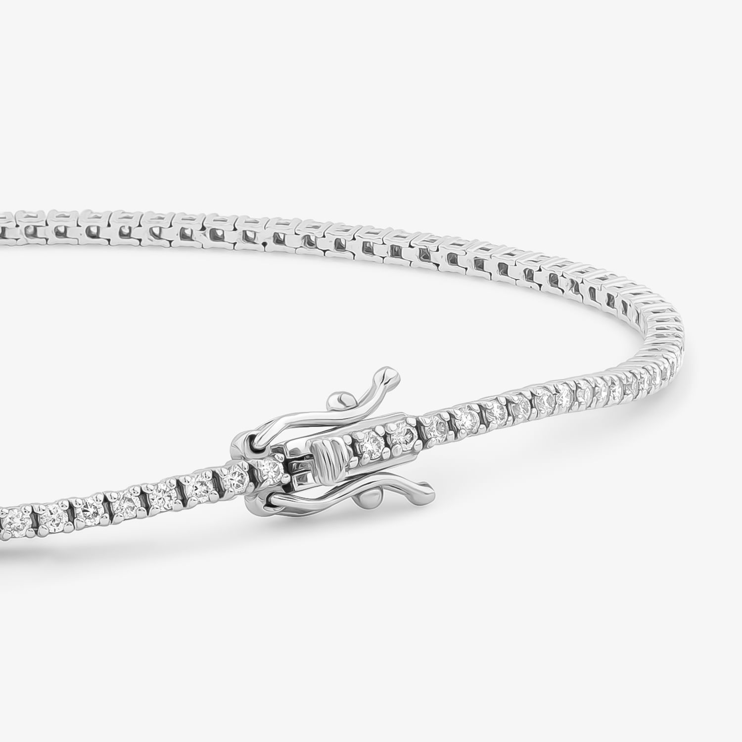 Pulseira Riviera de 110 pontos de Diamantes em Ouro Branco 18k - 18 cm