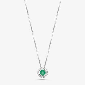 Pingente com Esmeralda e Diamantes em Ouro Branco 18k