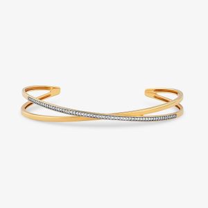 Pulseira Entrelaçada com Diamantes em Ouro Amarelo 18k