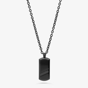 Colar Masculino com Placa em Aço Preto Fosco - 60 cm