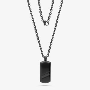 Colar Masculino com Placa em Aço Preto Fosco - 60 cm