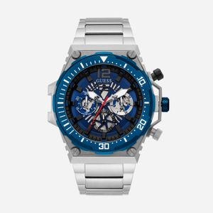 Relógio Guess Masculino em Aço Prateado e Mostrador Azul GW0324G1
