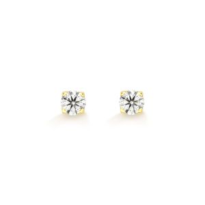 Brinco Solitário com 100 Pontos de Diamantes em Ouro Amarelo 18k