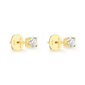 Brinco Solitário com 100 Pontos de Diamantes em Ouro Amarelo 18k